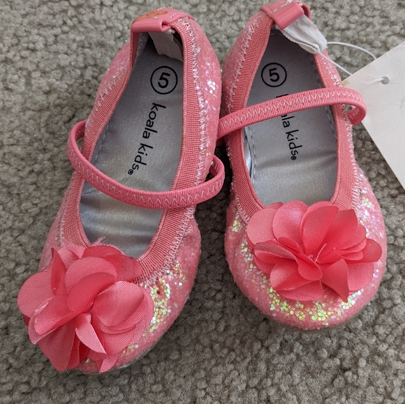 Pink Glitter Covered Ballet Flats - Picture 1 of 4